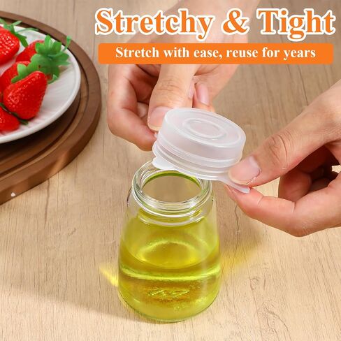 10 Pcs Silicone Stretch Lids for Jars & Bottles, 2 Inch Reusable Jar Lids, Leakproof Elastic Caps for Food Storage, Dishwasher Safe & Freezer Friendly, Clear in Saudi Arabia