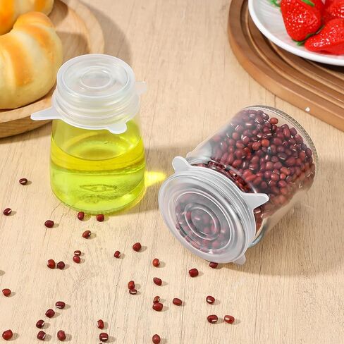 10 Pcs Silicone Stretch Lids for Jars & Bottles, 2 Inch Reusable Jar Lids, Leakproof Elastic Caps for Food Storage, Dishwasher Safe & Freezer Friendly, Clear in Saudi Arabia