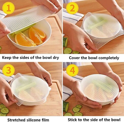 أغطية أوعية من السيليكون مع 3 أحجام مختلفة، أغطية مانعة للتسرب قابلة لإعادة الاستخدام لتخزين الطعام في الثلاجة، وغطاء حماية من الرذاذ وغطاء الميكروويف، وأغطية سيليكون قابلة للتمدد للأطباق والأكواب وأغطية الطعام وأدوات المطبخ in Kuwait