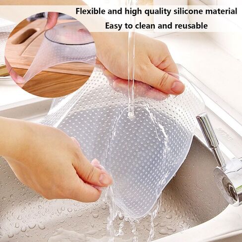 أغطية أوعية من السيليكون مع 3 أحجام مختلفة، أغطية مانعة للتسرب قابلة لإعادة الاستخدام لتخزين الطعام في الثلاجة، وغطاء حماية من الرذاذ وغطاء الميكروويف، وأغطية سيليكون قابلة للتمدد للأطباق والأكواب وأغطية الطعام وأدوات المطبخ in Kuwait