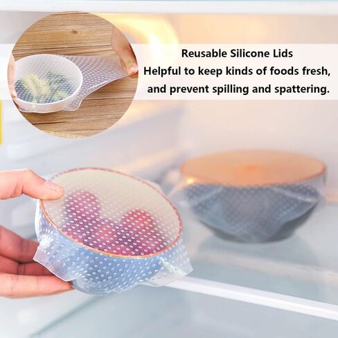 أغطية أوعية من السيليكون مع 3 أحجام مختلفة، أغطية مانعة للتسرب قابلة لإعادة الاستخدام لتخزين الطعام في الثلاجة، وغطاء حماية من الرذاذ وغطاء الميكروويف، وأغطية سيليكون قابلة للتمدد للأطباق والأكواب وأغطية الطعام وأدوات المطبخ in Kuwait