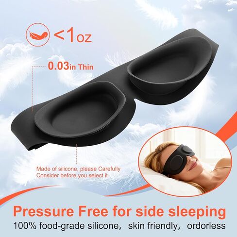 TSYL Sleep Eye Mask for Travel: Fully Silicone 3D Contoured Sleeping Masks, Relieves Dry Eyes, Super Soft Lightweight Design for Side Sleepers, Blackout Women Eye Covers for Sleeping in Saudi Arabia