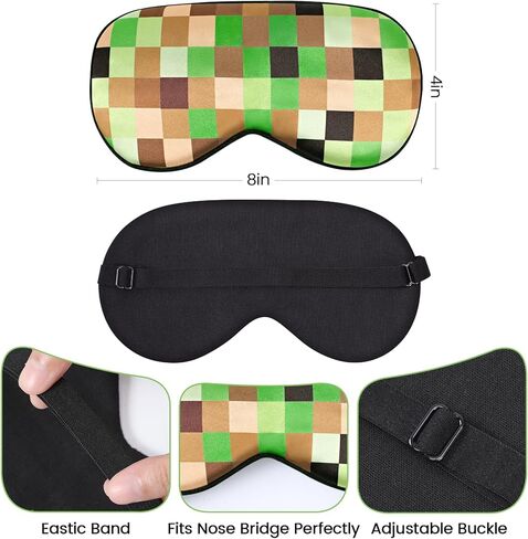 2 Pcs Sleep Mask for Kids Boys, Silk Eye Covers for Sleeping, Adjustable Strap & Light Blocking Design, Teen Children's Bedtime Blindfold for Travel and Home Use with Gift Box (My World) in Kuwait