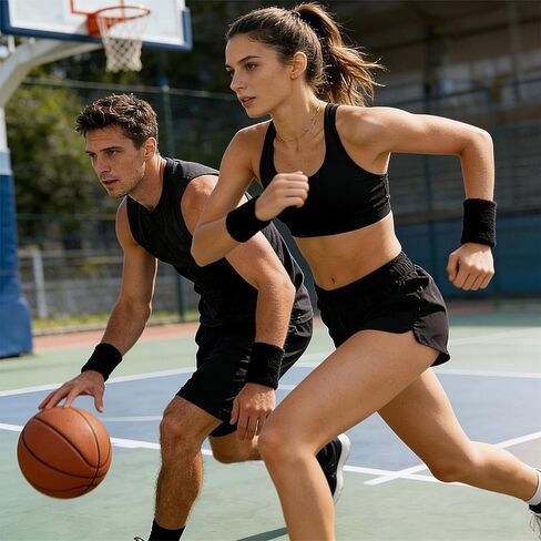 1 Pairs Cotton Sweatbands Sports Basketball Wristband Athletic Wrist Sweat Bands for Tennis Basketball Working Out Running in Saudi Arabia