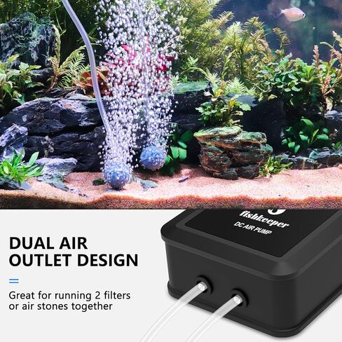 fishkeeper Aquarium Air Pump, 12W 320GPH Ultra Quiet Fish Powerful Fish Tank Air Pump with Four Outlet Adjustable Oxygen Aerator Pump with Air Stone Bubbler for 30-600 Gallon Tanks in Kuwait