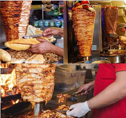 Shawarma Grill Machine with 2 Burners LP Gas Kebab Gyro Grill Machine Vertical Rotating Broiler for Commercial and Home Use in Kuwait