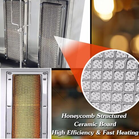 INTSUPERMAI Shawarma Grill Machine LP Gas Doner Kebab Machine Vertical Broiler Gyro Machine Meat Roasting Machine with 3 Burners Countertop Rotating Doner Kebab Oven for Home Commicial Restaurant Use in Kuwait