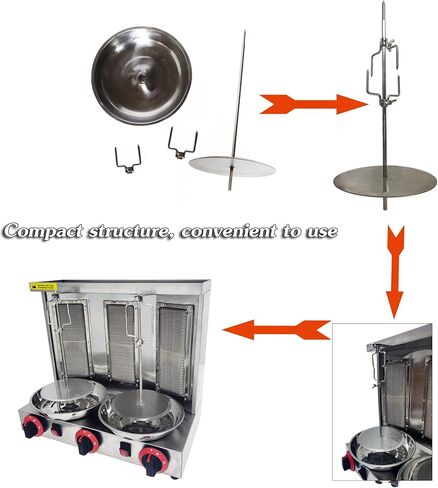 INTSUPERMAI Shawarma Grill Machine LP Gas Doner Kebab Machine Vertical Broiler Gyro Machine Meat Roasting Machine with 3 Burners Countertop Rotating Doner Kebab Oven for Home Commicial Restaurant Use in Kuwait