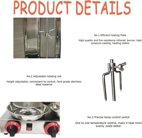 ماكينة شواء شاورما غاز LP ماكينة جيروسكوبية عمودية ماكينة دونر كباب دوارة مع 3 شعلات لحفلات المطبخ المنزلي والمطعم in Kuwait