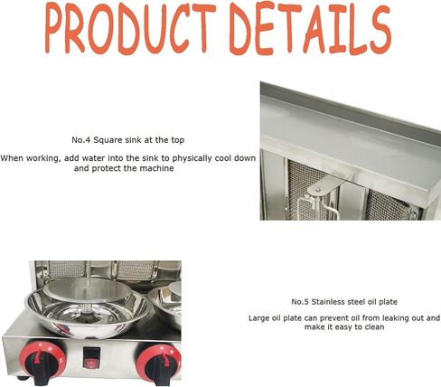 ماكينة شواء شاورما غاز LP ماكينة جيروسكوبية عمودية ماكينة دونر كباب دوارة مع 3 شعلات لحفلات المطبخ المنزلي والمطعم in Kuwait