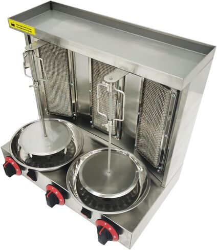 ماكينة شواء شاورما غاز LP ماكينة جيروسكوبية عمودية ماكينة دونر كباب دوارة مع 3 شعلات لحفلات المطبخ المنزلي والمطعم in Kuwait