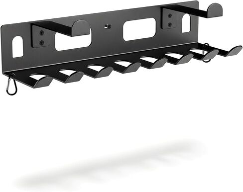 منظم رف الصالة الرياضية لتخزين الصالة الرياضية المنزلية، مثبت على الحائط، رف تخزين الصالة الرياضية المنزلية متعدد الأغراض لأشرطة المقاومة، سجادات اليوغا، حبال القفز، أحزمة الوزن، ملحقات غرفة تمرين المرآب، أسود in Kuwait