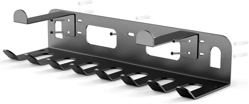 منظم رف الصالة الرياضية لتخزين الصالة الرياضية المنزلية، مثبت على الحائط، رف تخزين الصالة الرياضية المنزلية متعدد الأغراض لأشرطة المقاومة، سجادات اليوغا، حبال القفز، أحزمة الوزن، ملحقات غرفة تمرين المرآب، أسود in Kuwait