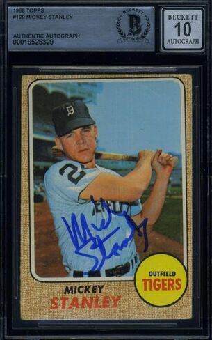Mickey Stanley Gem Mint 10 Beckett BAS Signed 1968 Topps Autograph - Baseball Slabbed Autographed Cards in Saudi Arabia