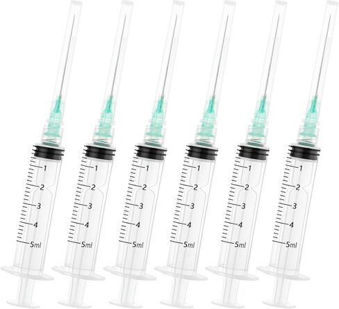 محاقن 5 مل/سم مكعب بإبرة - إبرة 21 جيجا 1.5 بوصة، حقنة قفل Luer للمختبرات العلمية، مغلفة بشكل فردي للاستعمال مرة واحدة (100 عبوة) in Kuwait