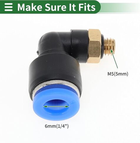 Motoforti دفع لتوصيل تركيبات الهواء 1/4 "90 درجة خط الهواء وصلة سريعة من البلاستيك المعدني M5 5 قطعة لون أزرق وأسود وذهبي in Kuwait