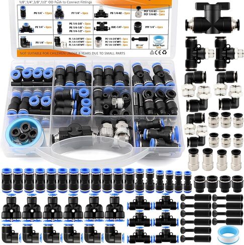 70Pcs 1/4" Quick Connect Air Hose Fittings Assortment Kit,Push to Connect Fittings,with NPT Thread Air Line Fittings for Air Brake System in Kuwait