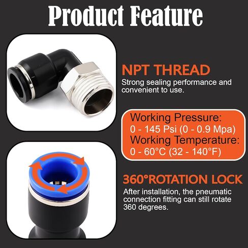 70Pcs 1/4" Quick Connect Air Hose Fittings Assortment Kit,Push to Connect Fittings,with NPT Thread Air Line Fittings for Air Brake System in Kuwait