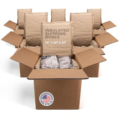 صناديق شحن حرارية معزولة مقاس 40.64 سم × 40.64 سم × 40.64 سم، عبوة من 6 قطع - صندوق شحن للأطعمة الباردة مصنوع في الولايات المتحدة الأمريكية بسعة 9.5 جالون مع بطانات ورقية حرارية، تمتص التكثيف - مثالية للأطعمة المجمدة من شركة IDL Packaging in Kuwait