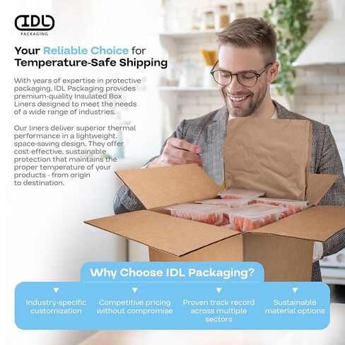 صناديق شحن حرارية معزولة مقاس 40.64 سم × 40.64 سم × 40.64 سم، عبوة من 6 قطع - صندوق شحن للأطعمة الباردة مصنوع في الولايات المتحدة الأمريكية بسعة 9.5 جالون مع بطانات ورقية حرارية، تمتص التكثيف - مثالية للأطعمة المجمدة من شركة IDL Packaging in Kuwait