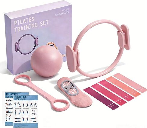RosyWay Pilates Kit for Women-Pilates Ring and Ball Set, at Home Pilates Workout Equipment with Magic Circle,5 Resistance Bands, Ball,Elastic Bands-Beginner Valentine's in Saudi Arabia