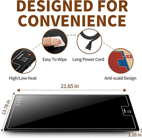 Electric Warming Tray（Large 22"x14"），Food Warmer with Thermostat and Full Surface Heating，Food Warming Mat with 2 Temperature Modes for Parties Buffet，Gatherings，Gold Edge Handles Warming Mat for Food in Kuwait
