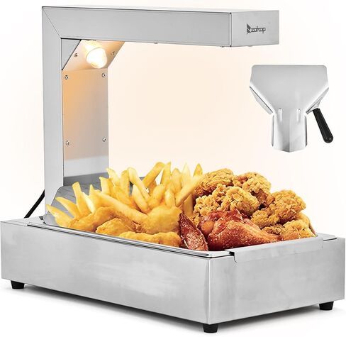 ROVSUN French Fry Warmer, 750W Commercial Food Heat Lamp, Electric Standing Warming Fry Dump Station, Stainless Steel Countertop Fries Warmer for Chips Churros Buffet Restaurant in Kuwait