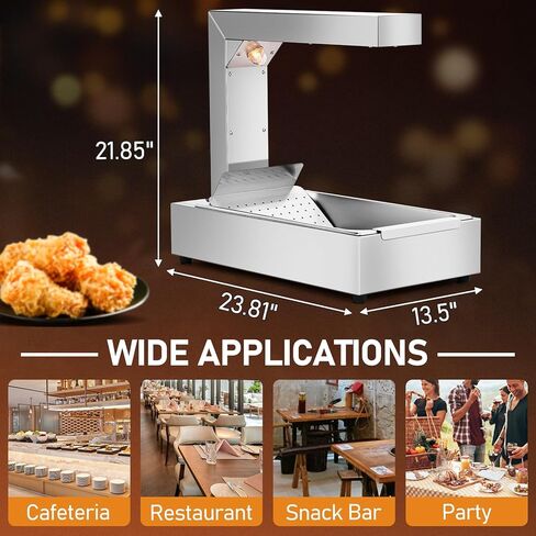 ROVSUN French Fry Warmer, 750W Commercial Food Heat Lamp, Electric Standing Warming Fry Dump Station, Stainless Steel Countertop Fries Warmer for Chips Churros Buffet Restaurant in Kuwait