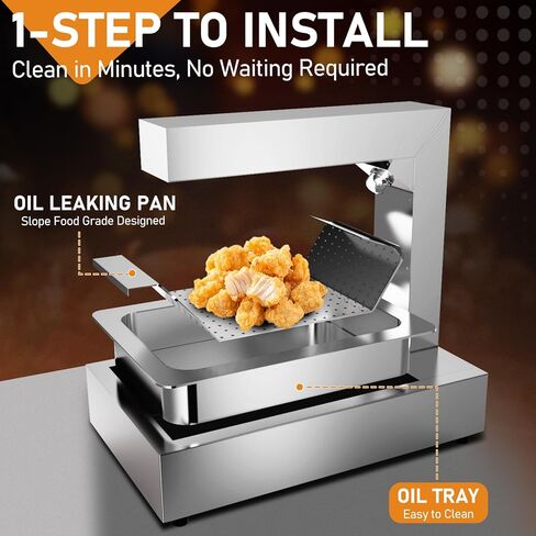 ROVSUN French Fry Warmer, 750W Commercial Food Heat Lamp, Electric Standing Warming Fry Dump Station, Stainless Steel Countertop Fries Warmer for Chips Churros Buffet Restaurant in Kuwait