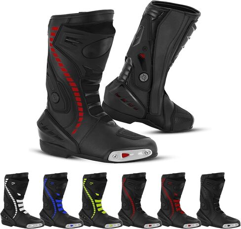 Men’s Waterproof Motorcycle Racing Boots – Leather Motorbike Shoes with Ankle Protection & Non-Slip Sole for Motocross in Kuwait