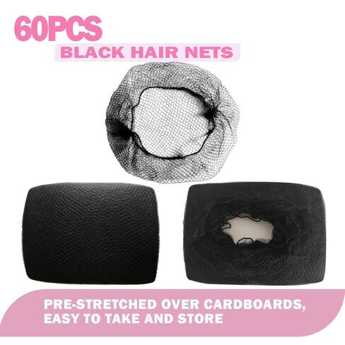 Hair Net, 60 Pcs Invisible Nylon Hair Nets for Women and Men, 24 Inch (Black) in Saudi Arabia