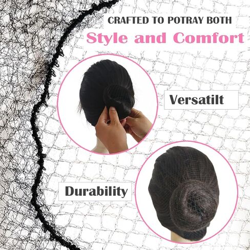 Hair Net, 60 Pcs Invisible Nylon Hair Nets for Women and Men, 24 Inch (Black) in Saudi Arabia