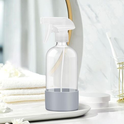 1pcs Glass Spray Bottles with Silicone Sleeve Protection, Empty 16 oz Refillable Containers, Reusable Spray Bottles with Adjustable Nozzle for Hair, Cleaning Solution in Saudi Arabia