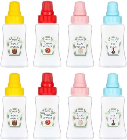 8 قطع زجاجات كاتشب صغيرة، زجاجات ضغط بهار صغيرة محمولة سعة 25 مل مع غطاء لولبي قوي، حاويات موزعات صلصة العسل المحمولة لملحقات صندوق الغداء in Kuwait