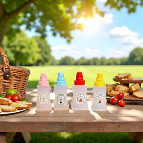 8 قطع زجاجات كاتشب صغيرة، زجاجات ضغط بهار صغيرة محمولة سعة 25 مل مع غطاء لولبي قوي، حاويات موزعات صلصة العسل المحمولة لملحقات صندوق الغداء in Kuwait