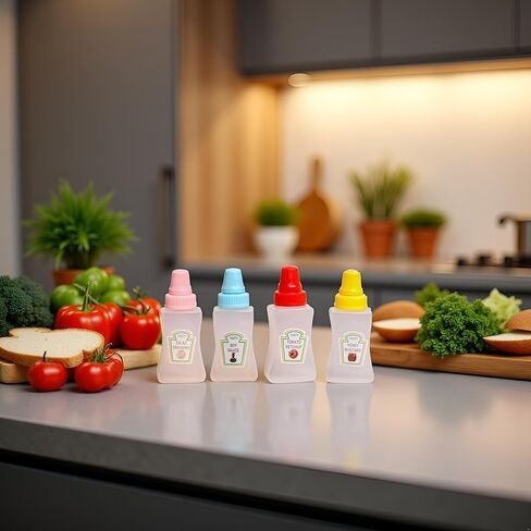 8 قطع زجاجات كاتشب صغيرة، زجاجات ضغط بهار صغيرة محمولة سعة 25 مل مع غطاء لولبي قوي، حاويات موزعات صلصة العسل المحمولة لملحقات صندوق الغداء in Kuwait