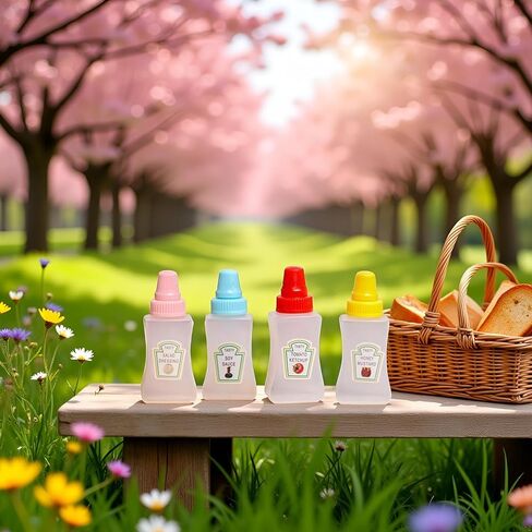 8 قطع زجاجات كاتشب صغيرة، زجاجات ضغط بهار صغيرة محمولة سعة 25 مل مع غطاء لولبي قوي، حاويات موزعات صلصة العسل المحمولة لملحقات صندوق الغداء in Kuwait