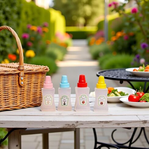 8 قطع زجاجات كاتشب صغيرة، زجاجات ضغط بهار صغيرة محمولة سعة 25 مل مع غطاء لولبي قوي، حاويات موزعات صلصة العسل المحمولة لملحقات صندوق الغداء in Kuwait