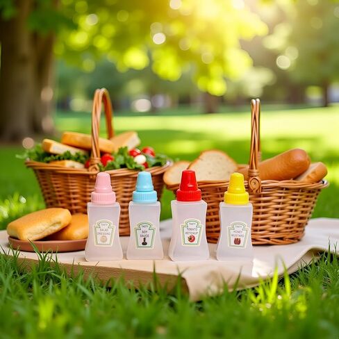 8 قطع زجاجات كاتشب صغيرة، زجاجات ضغط بهار صغيرة محمولة سعة 25 مل مع غطاء لولبي قوي، حاويات موزعات صلصة العسل المحمولة لملحقات صندوق الغداء in Kuwait