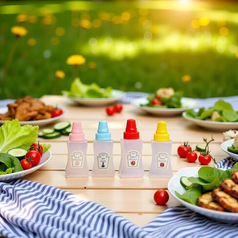 8 قطع زجاجات كاتشب صغيرة، زجاجات ضغط بهار صغيرة محمولة سعة 25 مل مع غطاء لولبي قوي، حاويات موزعات صلصة العسل المحمولة لملحقات صندوق الغداء in Kuwait