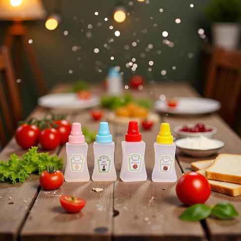 8 قطع زجاجات كاتشب صغيرة، زجاجات ضغط بهار صغيرة محمولة سعة 25 مل مع غطاء لولبي قوي، حاويات موزعات صلصة العسل المحمولة لملحقات صندوق الغداء in Kuwait