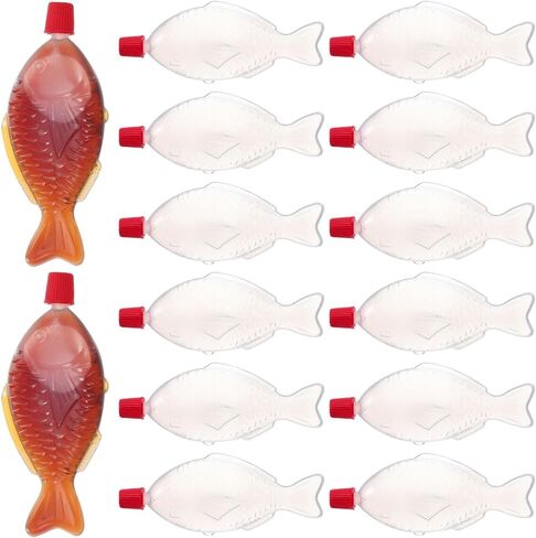 PRETYZOOM 100Pcs 8ml Fish-Shaped Soy Sauce Bottles, Leakproof Mini Squeeze Condiment Refillable Spice Vinegar Containers for Bento Lunch Box & Sushi, Disposable Takeout Seasoning Bottles in Saudi Arabia