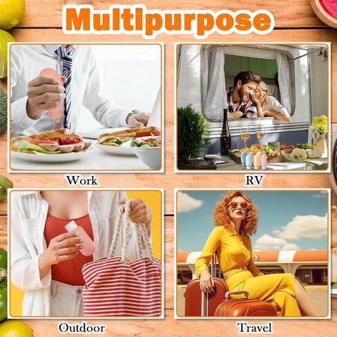 LemonRoad 7 قطع زجاجات ضغط صغيرة للصلصات 2 أونصة حاويات بهار مرمزة بالألوان لصندوق الغداء زجاجات صلصة سلطة سيليكون مانعة للتسرب مع ملصق فرشاة وأكياس تخزين لخردل الكاتشب in Saudi Arabia