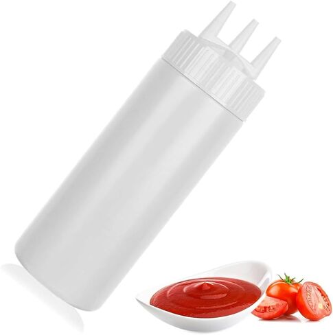 AKOAK 1 Pack Seasoning Squeeze Bottle, 3 Hole Plastic Salad Bottle, 12 oz Sauce Squeeze Bottle, Syrup Dispenser, Suitable for Tomato Sauce, Salad, Barbecue Sauce, Dressing, Oil, Honey in Saudi Arabia