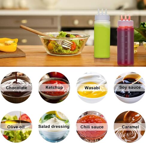 AKOAK 1 Pack Seasoning Squeeze Bottle, 3 Hole Plastic Salad Bottle, 12 oz Sauce Squeeze Bottle, Syrup Dispenser, Suitable for Tomato Sauce, Salad, Barbecue Sauce, Dressing, Oil, Honey in Saudi Arabia