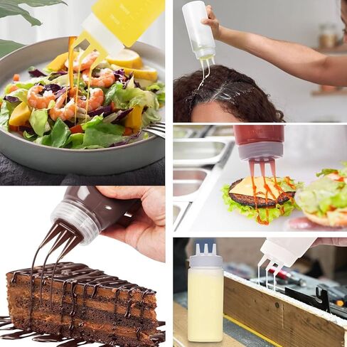 AKOAK 1 Pack Seasoning Squeeze Bottle, 3 Hole Plastic Salad Bottle, 12 oz Sauce Squeeze Bottle, Syrup Dispenser, Suitable for Tomato Sauce, Salad, Barbecue Sauce, Dressing, Oil, Honey in Saudi Arabia