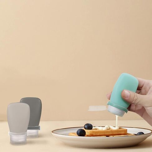 4Pcs Squeeze Salad Dressing Bottles, Leakproof Mini Sauce Condiment Bottles and Portable Dressing for Lunch with Bandage, Salad Dressing to Go Container with 2Pcs Cleaning Brush (60ml) in Kuwait