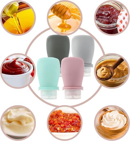 4Pcs Squeeze Salad Dressing Bottles, Leakproof Mini Sauce Condiment Bottles and Portable Dressing for Lunch with Bandage, Salad Dressing to Go Container with 2Pcs Cleaning Brush (60ml) in Kuwait