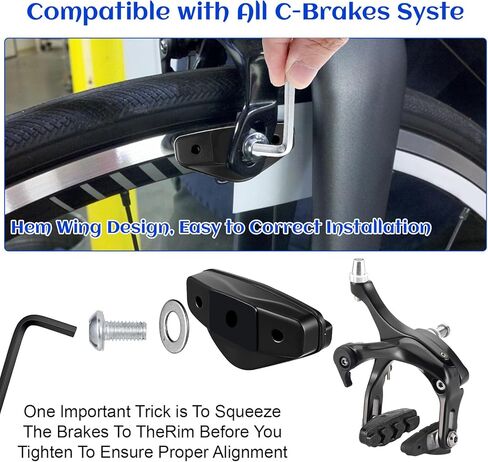 2 Pair Bicycle Brake Pads, 50mm Road Bike Brake Pads Bicycle Parts with Allen Wrench for Mountain & Road Bicycles in Saudi Arabia