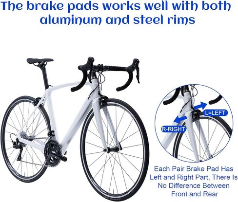 2 Pair Bicycle Brake Pads, 50mm Road Bike Brake Pads Bicycle Parts with Allen Wrench for Mountain & Road Bicycles in Saudi Arabia